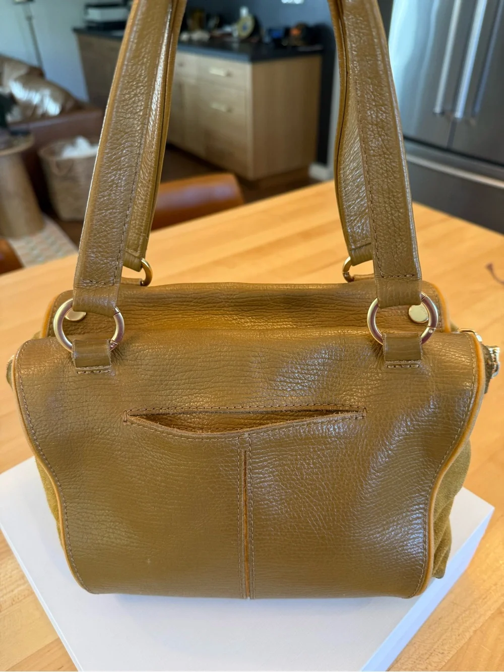 Hammitt Mahogany Pebble Leather Satchel with Gold Hardware